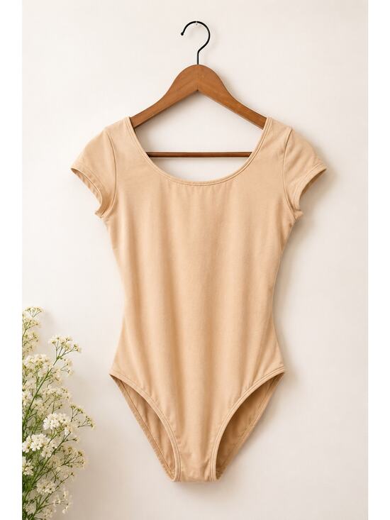 Bloch Pants - NWOT Bloch Nude Short Sleeved Leotard Womens Size L Ballet Dance Dancewear Tan
